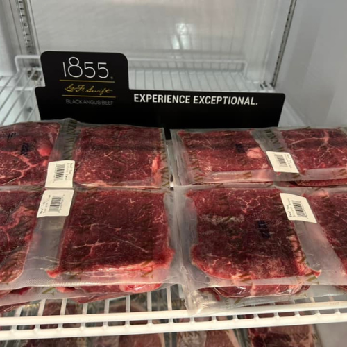 Inside Hamilton Farm & Ranches convenience meat fridge overview