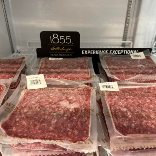 Inside Hamilton Farm & Ranches convenience meat fridge overview