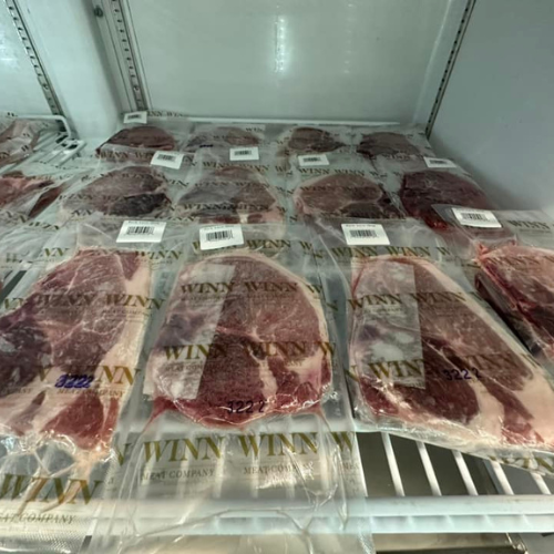 Inside Hamilton Farm & Ranches convenience meat fridge overview